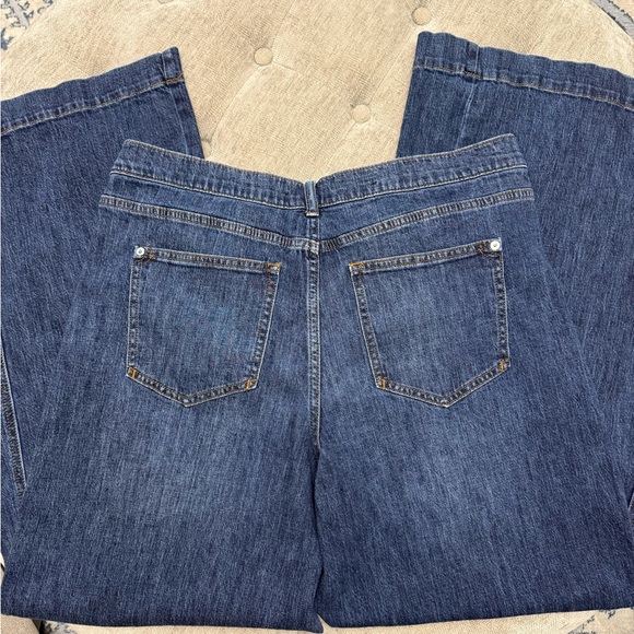 PILCRO High Waisted Wide Leg Dark Wash Jeans Denim Size 32 - Picture 7 of 8